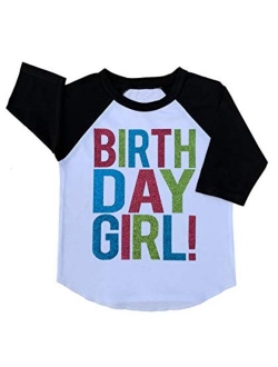 SoRock Birthday Girl Toddler Kids Glitter T-Shirt