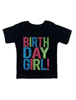 SoRock Birthday Girl Toddler Kids Glitter T-Shirt