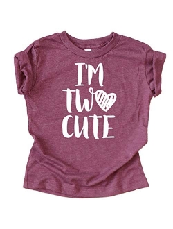 Olive Loves Apple Im Two Cute 2nd Birthday Shirt for Toddler Girls Second Birthday Outfit