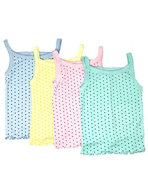 I&S Girl's 4 Pack Soft Cotton Cami Spaghetti Strap Tank Tops Undershirts