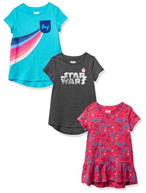 Spotted Zebra Girls' Disney Star Wars Marvel Frozen Princess Short-Sleeve Tunic T-Shirts