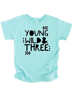 Young Wild and Three Girls 3rd Birthday Shirt for Toddler Girls Third Birthday Outfit