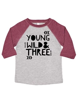 Young Wild and Three Girls 3rd Birthday Shirt for Toddler Girls Third Birthday Outfit