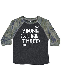 Young Wild and Three Girls 3rd Birthday Shirt for Toddler Girls Third Birthday Outfit