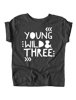 Young Wild and Three Girls 3rd Birthday Shirt for Toddler Girls Third Birthday Outfit