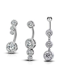 316L Surgical Steel Belly Button Rings Clear CZ Navel Rings Belly Rings Belly Piercing