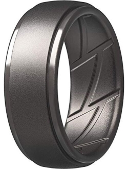 ThunderFit Silicone Wedding Ring for Men, Breathable with Air Flow Grooves - 10mm Wide - 2.5mm Thick