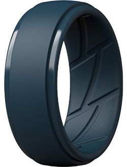 ThunderFit Silicone Wedding Ring for Men, Breathable with Air Flow Grooves - 10mm Wide - 2.5mm Thick