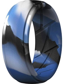 ThunderFit Silicone Wedding Ring for Men, Breathable with Air Flow Grooves - 10mm Wide - 2.5mm Thick