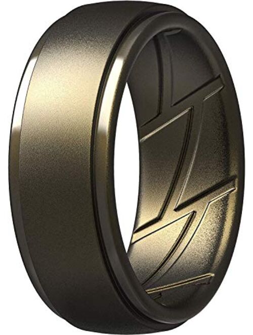 ThunderFit Silicone Wedding Ring for Men, Breathable with Air Flow Grooves - 10mm Wide - 2.5mm Thick