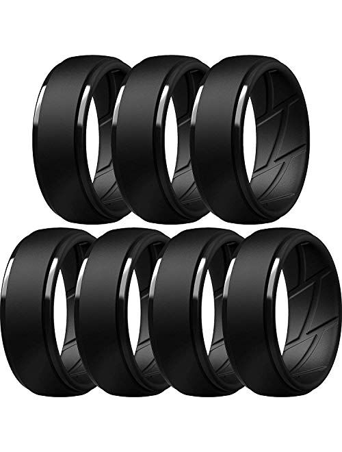 ThunderFit Silicone Wedding Ring for Men, Breathable with Air Flow Grooves - 10mm Wide - 2.5mm Thick