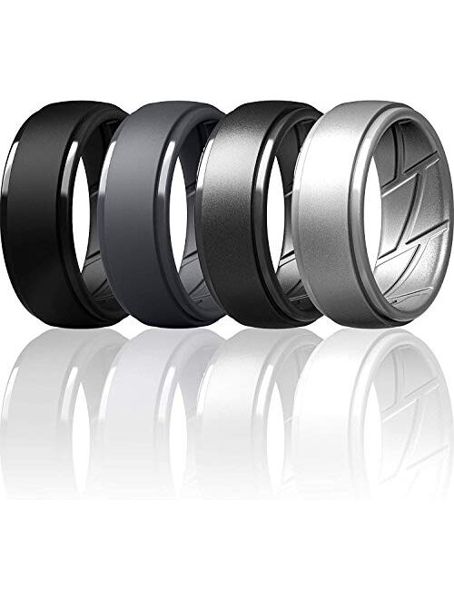 ThunderFit Silicone Wedding Ring for Men, Breathable with Air Flow Grooves - 10mm Wide - 2.5mm Thick