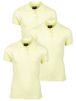 Beverly Hills Polo Club Girls Short Sleeve School Uniform Knit Polo Shirts (3 Pack)