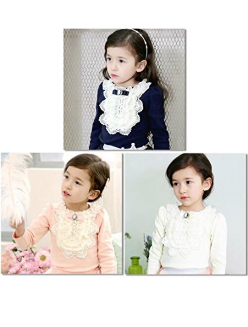 VYU Toddler Little Girls Long Sleeve Blouse 2-8 Years Kids Cotton Warm Shirts Blue