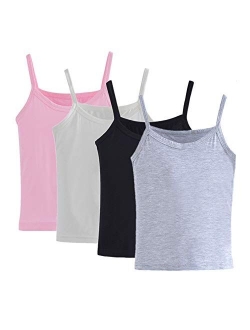 Anktry 2-8 Years Little Girls Solid Colors Soft Camisole Undershirts 4 Pack Kids Comfort Breathable Tank Tops