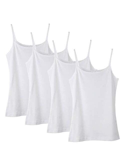 Anktry 2-8 Years Little Girls Solid Colors Soft Camisole Undershirts 4 Pack Kids Comfort Breathable Tank Tops