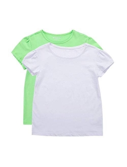 UNACOO Toddler Girls' Round Neck Basic T-Shirt Classic Short Sleeve Jersey Tee Packs