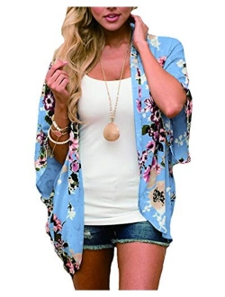 casuress Women's Cardigan-Sheer Kimono Loose Summer Floral Print Cover Ups