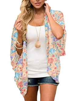 casuress Women's Cardigan-Sheer Kimono Loose Summer Floral Print Cover Ups