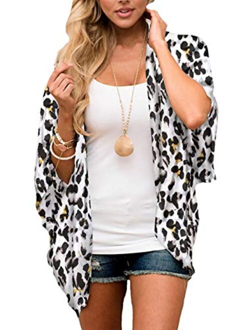 casuress Women's Cardigan-Sheer Kimono Loose Summer Floral Print Cover Ups