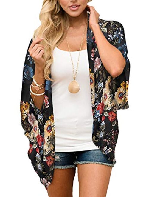 casuress Women's Cardigan-Sheer Kimono Loose Summer Floral Print Cover Ups