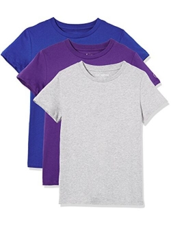 Kids Unisex 3 Packs 100% Cotton Tagless Short Sleeve Crewneck T Shirts 4-12 Years