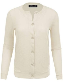 BH B.I.L.Y USA Women's Unique Button Long Sleeve Soft Knit Cardigan Sweater