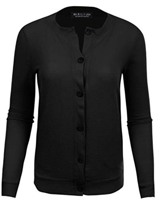 BH B.I.L.Y USA Women's Unique Button Long Sleeve Soft Knit Cardigan Sweater