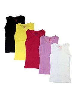 Little/Big Girls 5 Pack Rib Knit Tank Tops