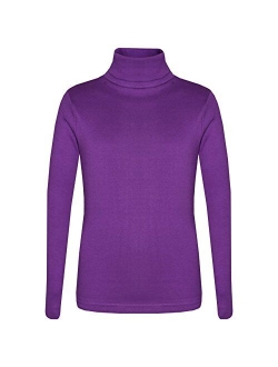 Kids Girls Polo Neck T Shirt Thick Cotton Turtleneck Jumper Long Sleeve Top 2-13