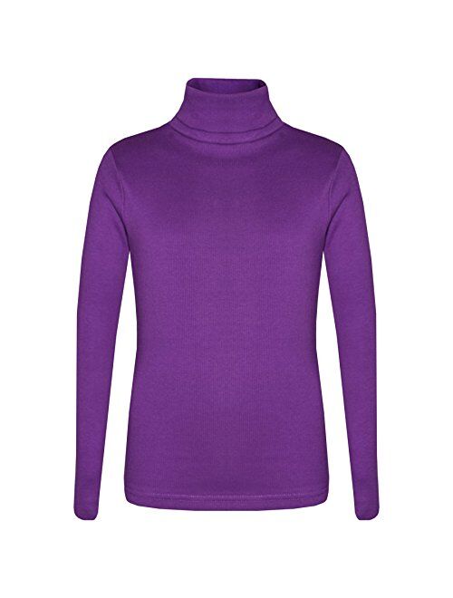 Kids Girls Polo Neck T Shirt Thick Cotton Turtleneck Jumper Long Sleeve Top 2-13