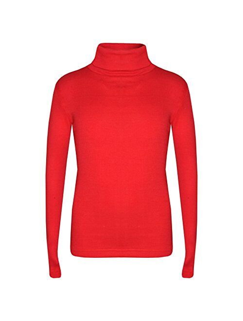 Kids Girls Polo Neck T Shirt Thick Cotton Turtleneck Jumper Long Sleeve Top 2-13