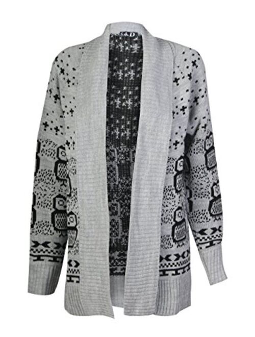 Forever Women's Long Sleeve Owl Print Knit Cardigan