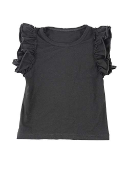 Wennikids Little Girls' Double Ruffle Solid Tank Top