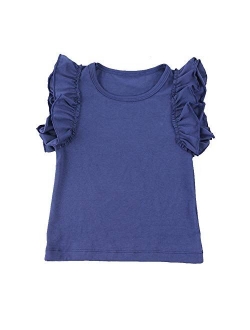 Wennikids Little Girls' Double Ruffle Solid Tank Top