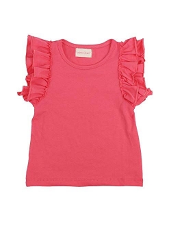 Wennikids Little Girls' Double Ruffle Solid Tank Top