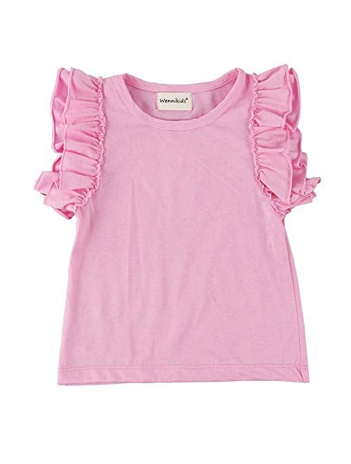 Wennikids Little Girls' Double Ruffle Solid Tank Top