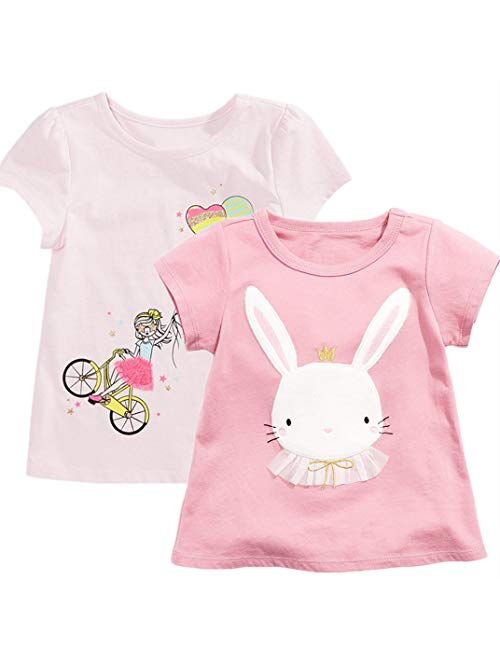 Sampheya Baby Girls' Toddler T-Shirts Kids Short Sleeve Tees Clothes 2-Pack