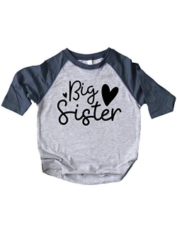 Olive Loves Apple Cursive Big Sister Hearts Sibling Reveal T-Shirt for Baby and Toddler Girls Sibling Outfits