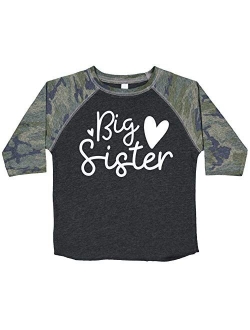 Olive Loves Apple Cursive Big Sister Hearts Sibling Reveal T-Shirt for Baby and Toddler Girls Sibling Outfits