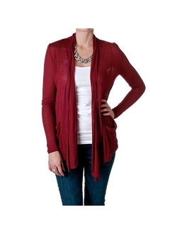 Women's Drape Pockets Light Weight Flyaway Long Sleeves Cardigan