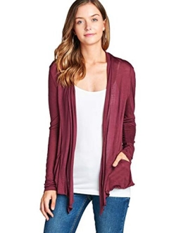 Women's Drape Pockets Light Weight Flyaway Long Sleeves Cardigan