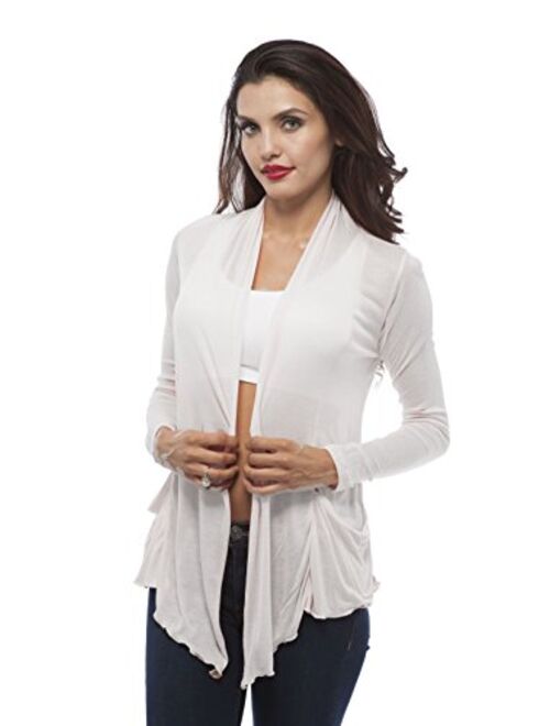 Women's Drape Pockets Light Weight Flyaway Long Sleeves Cardigan