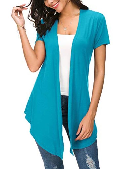 Urban CoCo Womens Solid Open Front Short Sleeve Cardigan