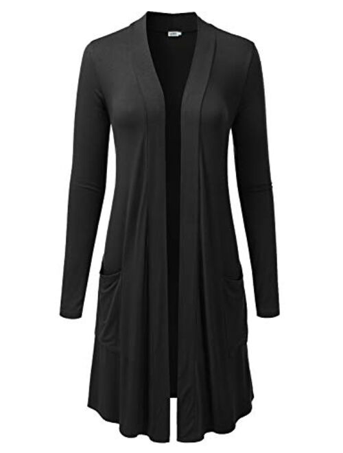 LALABEE Women's Long-Line Long Sleeve Open Front Cardigan with Pockets (S-3XL)