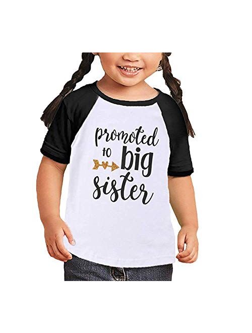 Toddler Girls T-Shirt Promoted to Big Sister Letters Print Kids Short Sleeve Tops