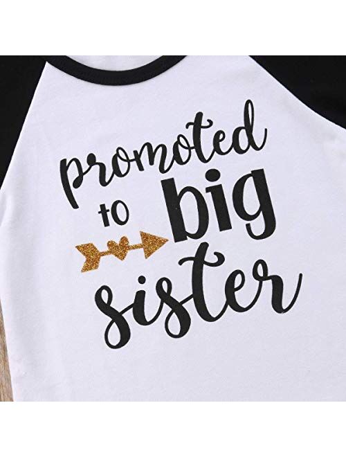 Toddler Girls T-Shirt Promoted to Big Sister Letters Print Kids Short Sleeve Tops