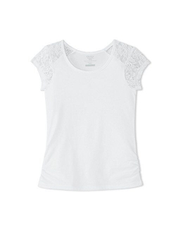 Girls' Short Sleeve Lace Shoulder Tee