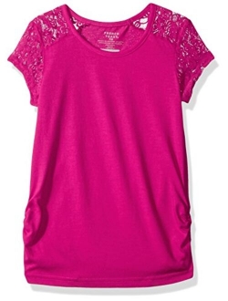 Girls' Short Sleeve Lace Shoulder Tee