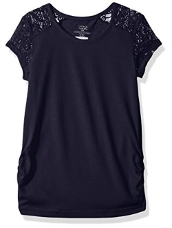 Girls' Short Sleeve Lace Shoulder Tee